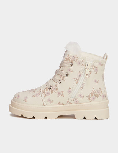 Bottines fourrées à paillettes creme fille