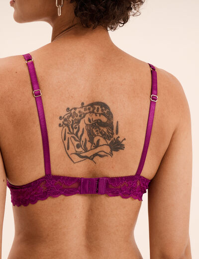 Soutien-gorge corbeille padd&eacute; dentelle violet fonc&eacute; femme