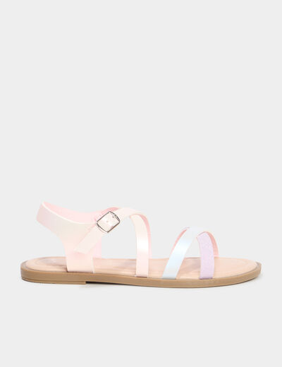 Sandales à brides croisées rose fille