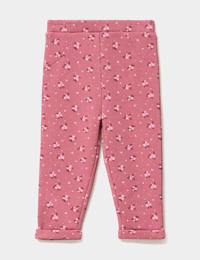 Legging molletonn&eacute; rose clair b&eacute;b&eacute; fille
