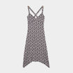 Robe longue à bretelles avec coques ecru femme
