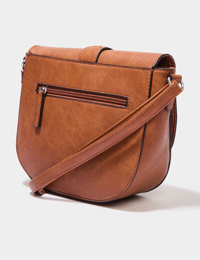 Sac bandoulière à rabat marron cognac femme