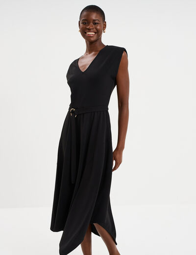 Robe &eacute;vas&eacute;e longue sans manches noir femme