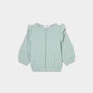 Gilet zipp&eacute; matelass&eacute; coeur &agrave; volants vert pastel b&eacute;b&eacute; fille