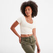 T-shirt manches courtes beige femme