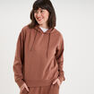 Sweat hoodie manches longues &agrave; capuche marron femme