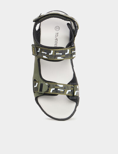 Sandales avec scratchs vert kaki garçon
