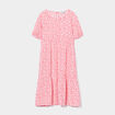 Robe longue trapèze manches ballons rose fille