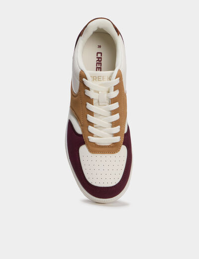 Baskets basses &agrave; lacets bordeaux femme