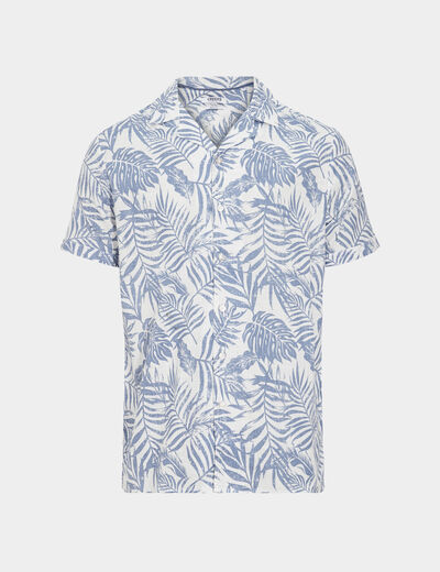 Chemise en coton manches courtes bleu homme