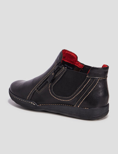 Bottines en cuir noir femme
