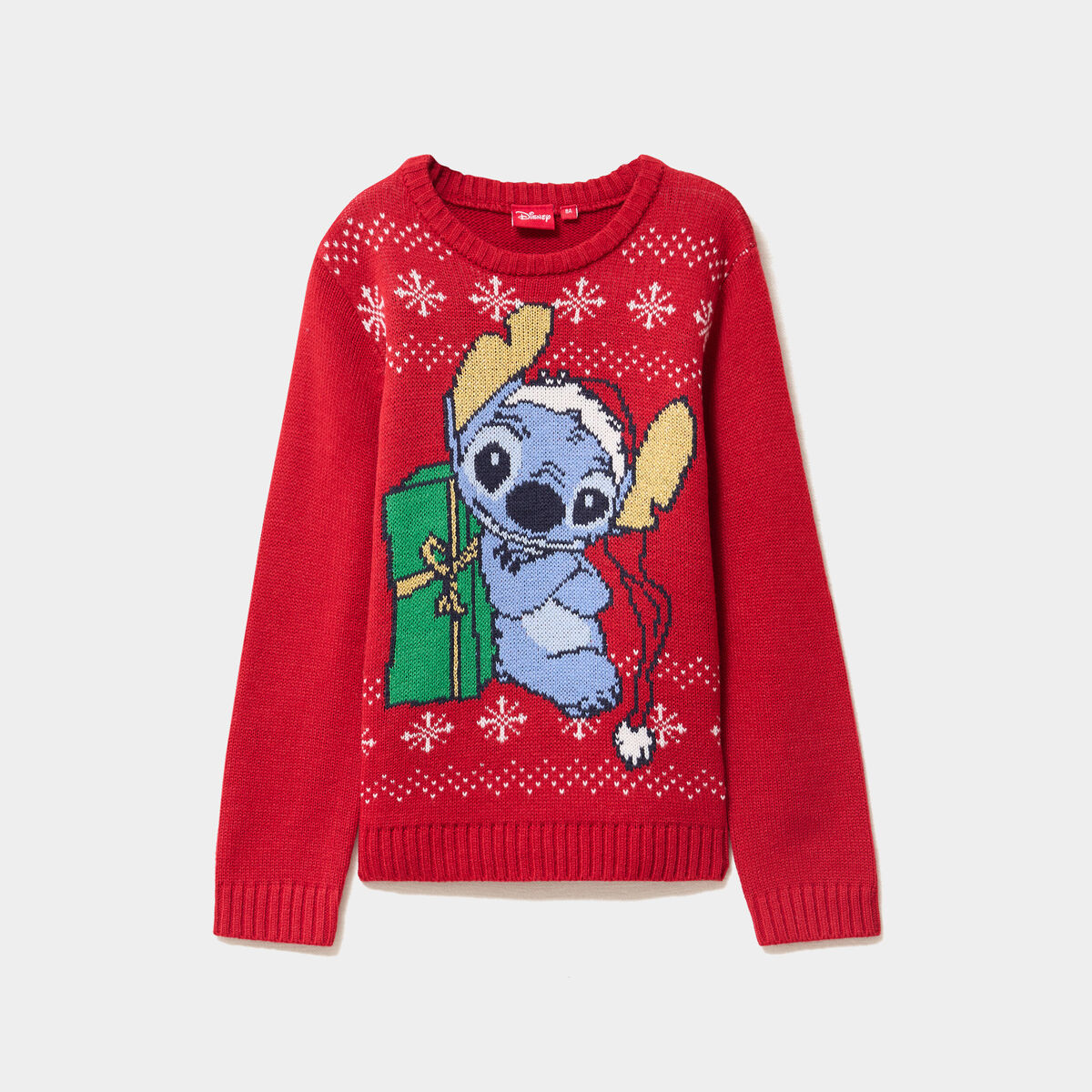Pull de No&euml;l manches longues Stitch rouge fille