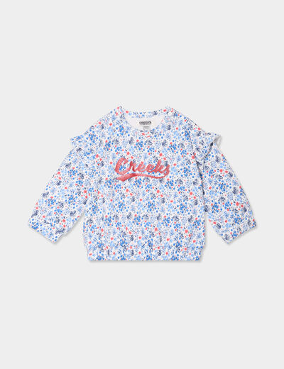 Sweat épaules à volants Creeks ecru bébé fille