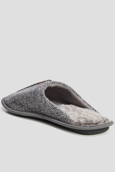Chaussons mules gris homme