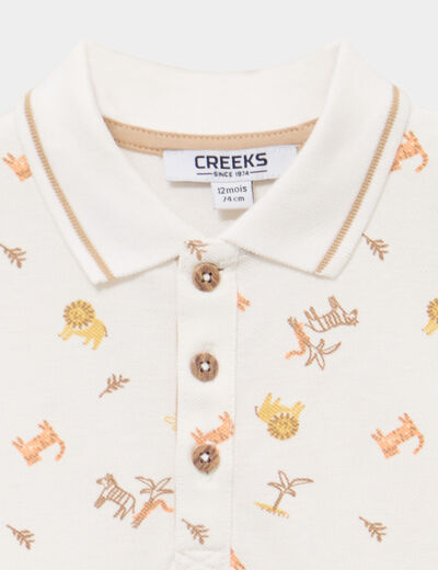 Polo manches courtes coton ecru b&eacute;b&eacute; gar&ccedil;on