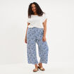 Pantalon large fluide effet gaufr&eacute; ecru femme grande taille