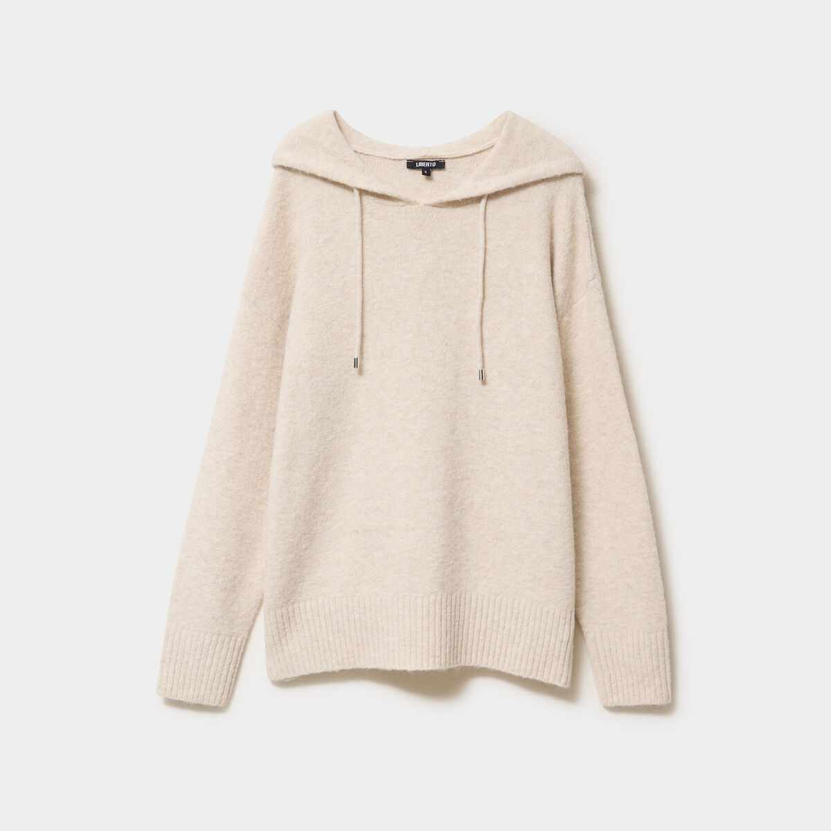 Pull &agrave; capuche manches longues ecru femme