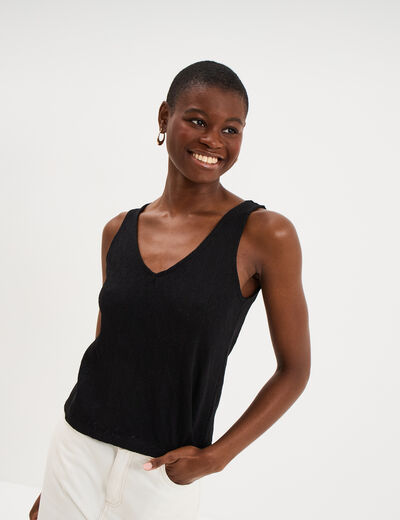 D&eacute;bardeur d&eacute;tails ajour&eacute;s noir femme