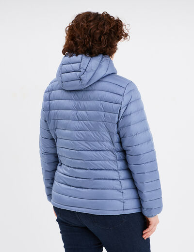 Doudoune déperlante légère à capuche bleu gris femme grande taille