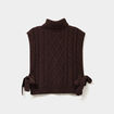 Pull poncho col roul&eacute; sans manches marron fonc&eacute; femme