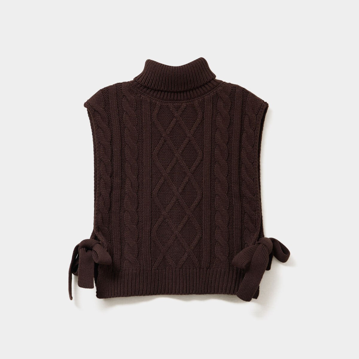 Pull poncho col roul&eacute; sans manches marron fonc&eacute; femme