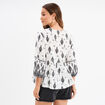 Blouse col tunisien manches ballons ecru femme