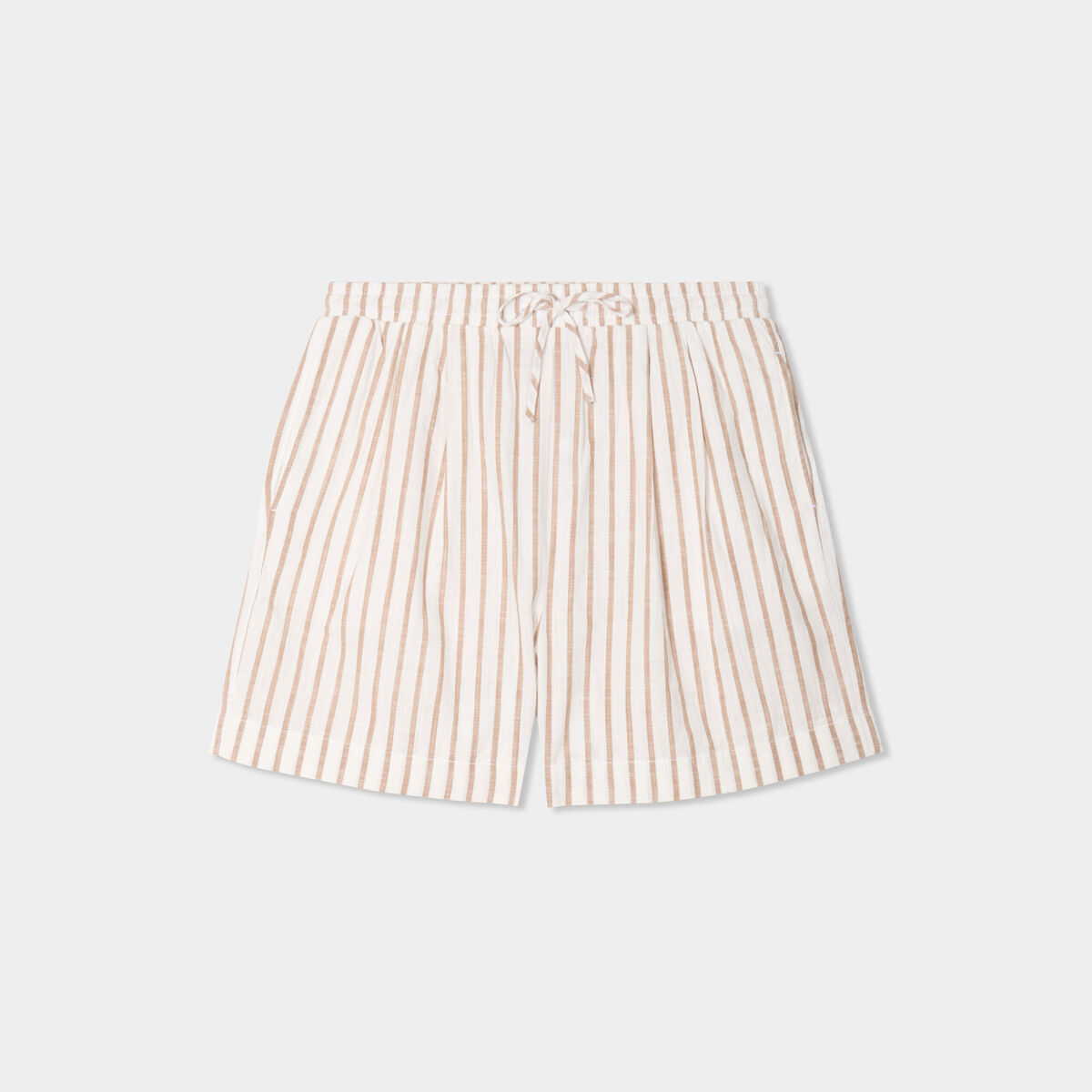 Short taille élastiquée coton blanc femme