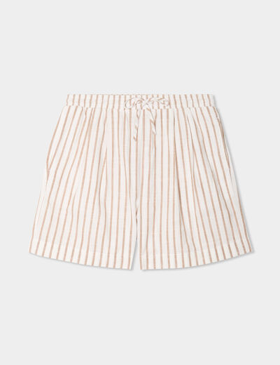 Short taille élastiquée coton blanc femme