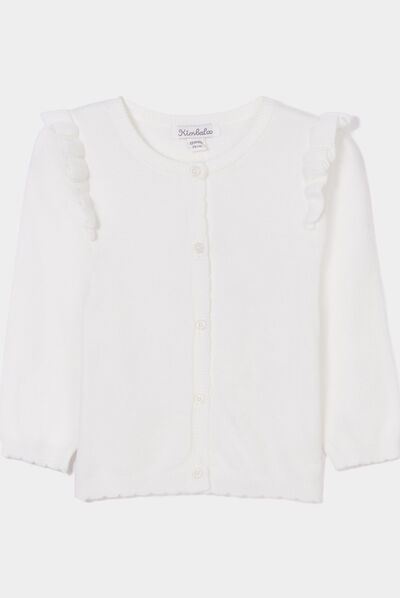Gilet volants et bord festonné Kimbaloo blanc bébé fille