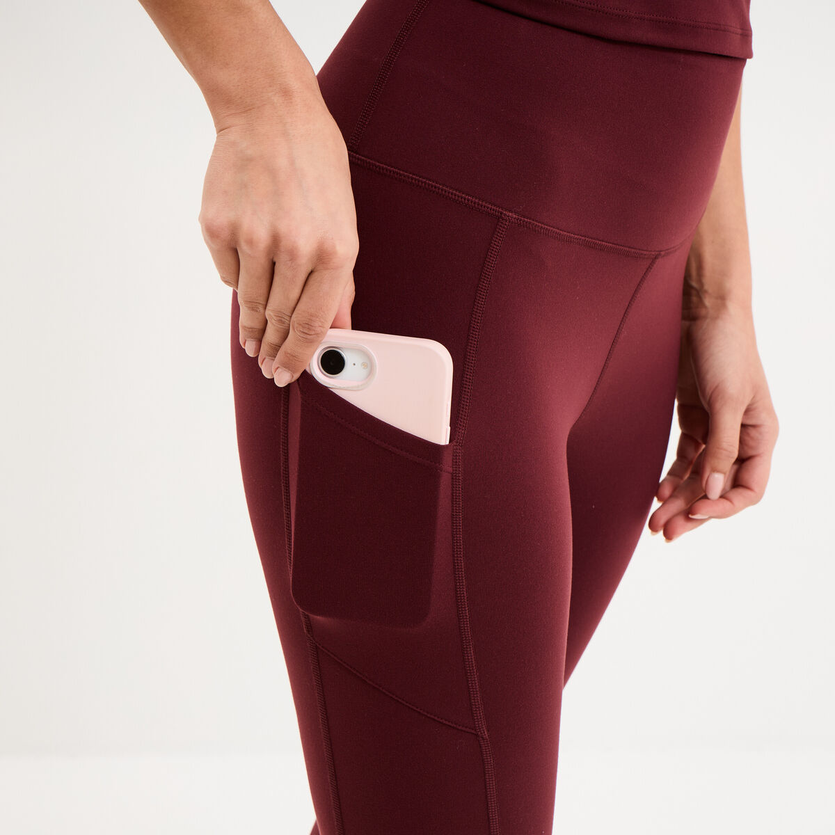 Legging de sport taille haute violet fonc&eacute; femme