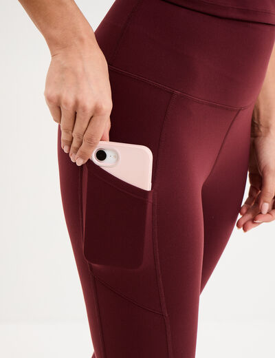 Legging de sport taille haute violet fonc&eacute; femme