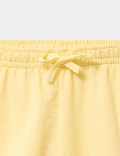 Short molletonn&eacute; taille &eacute;lastiqu&eacute;e jaune clair fille