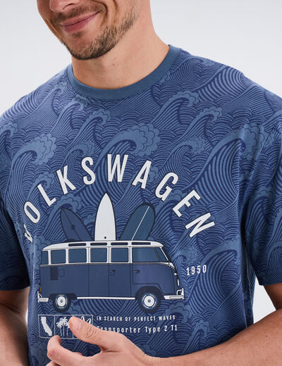 T-shirt manches courtes coton Volkswagen bleu homme
