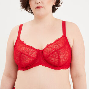 Soutien-gorge emboîtant en dentelle rouge femme grande taille