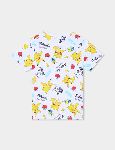 T-shirt manches courtes Pokémon Pikachu blanc garçon