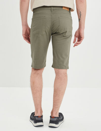 Bermuda droit stretch 5 poches coton vert kaki homme