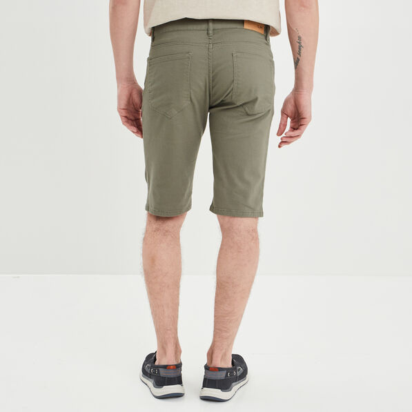 Bermuda droit stretch 5 poches coton vert kaki homme