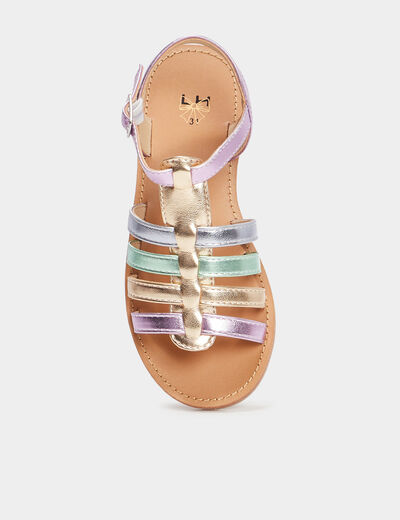 Sandales à brides métallisées gris argent fille