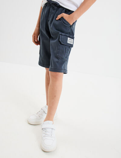 Bermuda cargo coton bleu marine garçon