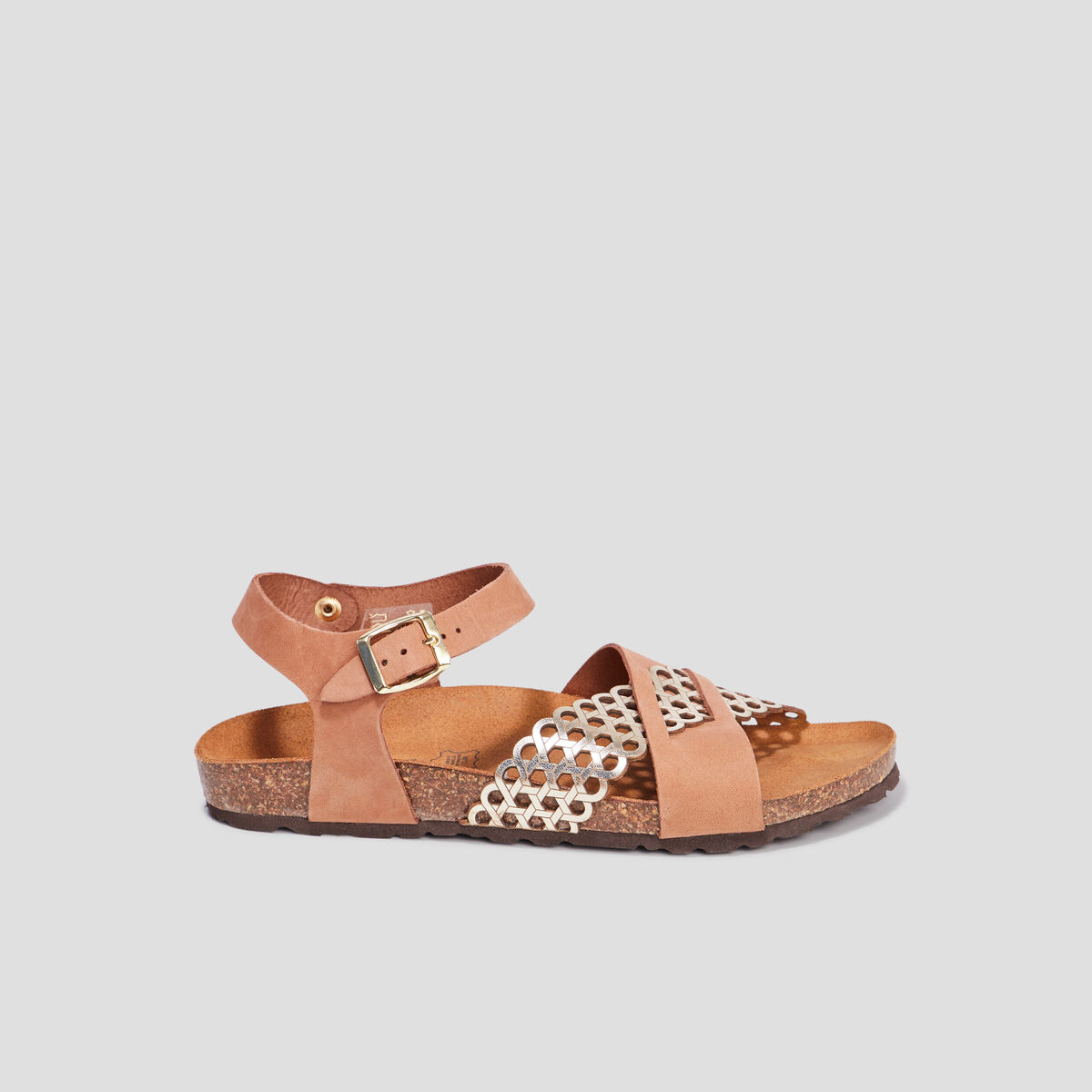 Sandales brides crois&eacute;es en cuir Creeks marron femme