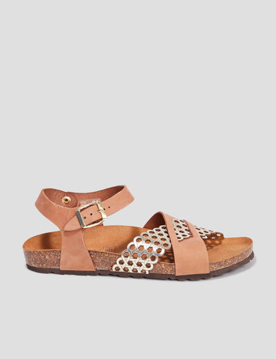 Sandales brides croisées en cuir Creeks marron femme