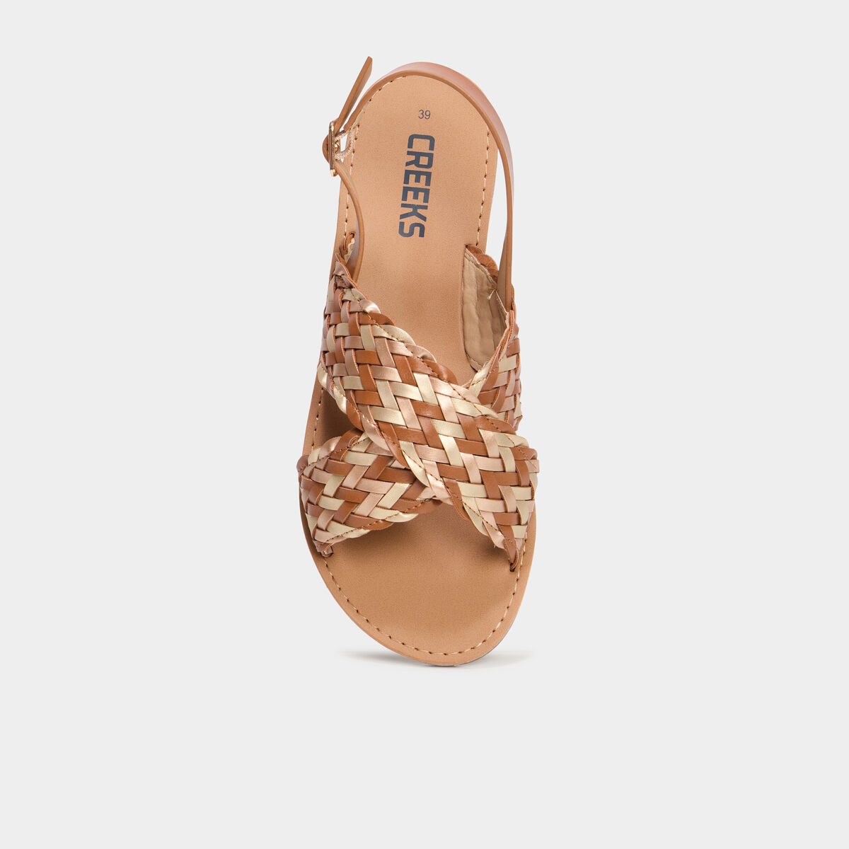 Sandales brides tress&eacute;es crois&eacute;es multicolore femme