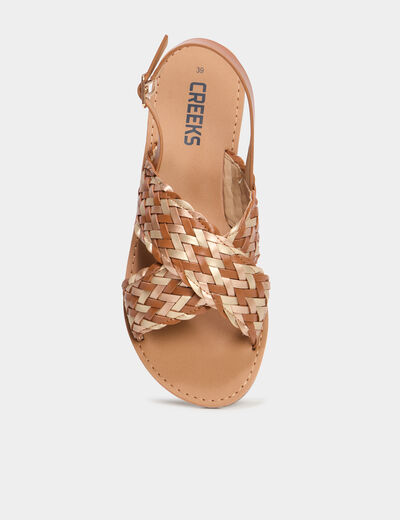 Sandales brides tressées croisées multicolore femme