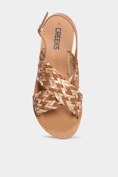 Sandales brides tress&eacute;es crois&eacute;es multicolore femme