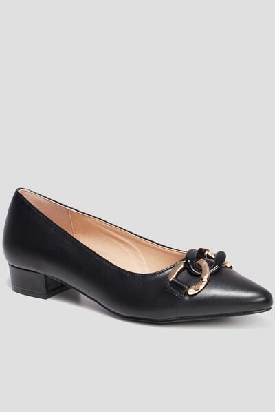 Ballerines détails chaînes bouts pointus noir femme