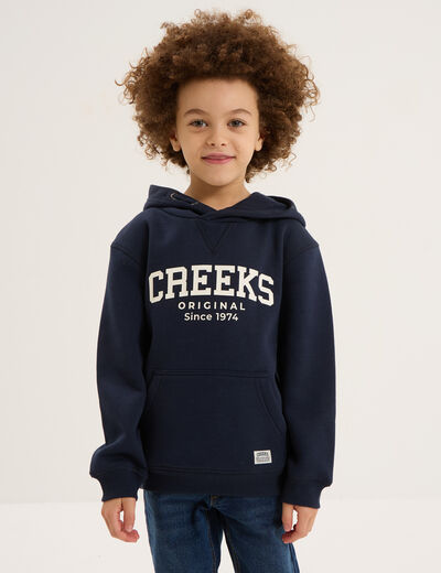 Sweat hoodie oversize à capuche bleu marine garçon