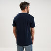 T-shirt manches courtes col tunisien bleu marine homme