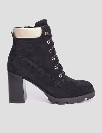 Bottines à talons à lacets noir femme