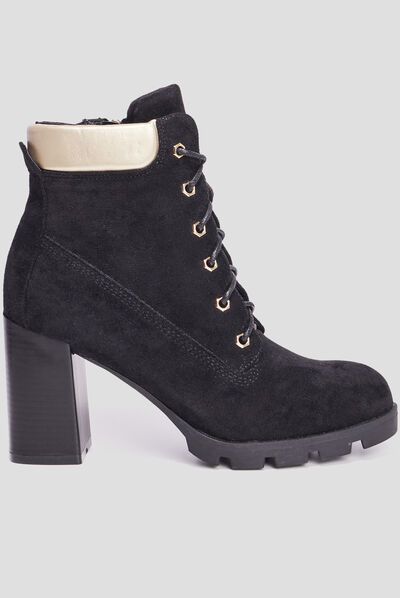 Bottines à talons à lacets noir femme