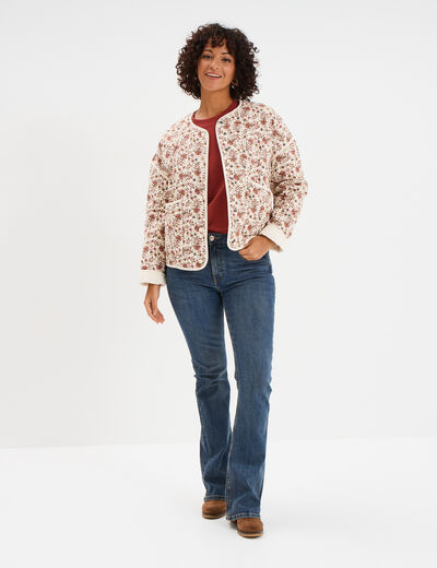 Veste matelassée col rond coton blanc femme